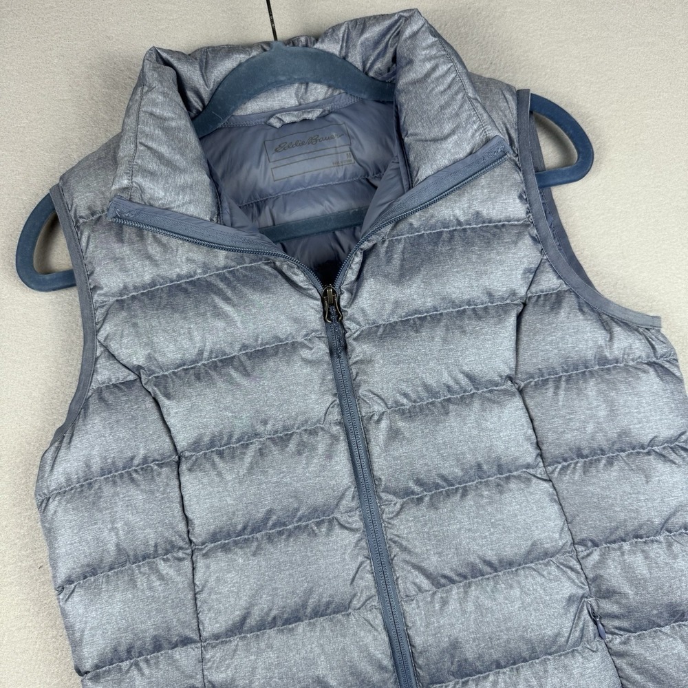 Eddie Bauer EB650 Down Puffer Vest Women M Blue Full-Zip Pockets Packable Nylon